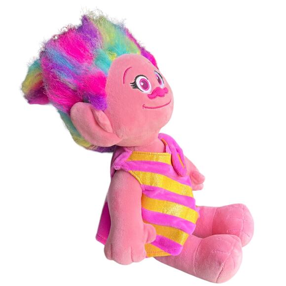 Build-A-Bear Princess POPPY Troll Stuffed Doll 20” Pink Dress Rainbow Hair Plush - Picture 1 of 14